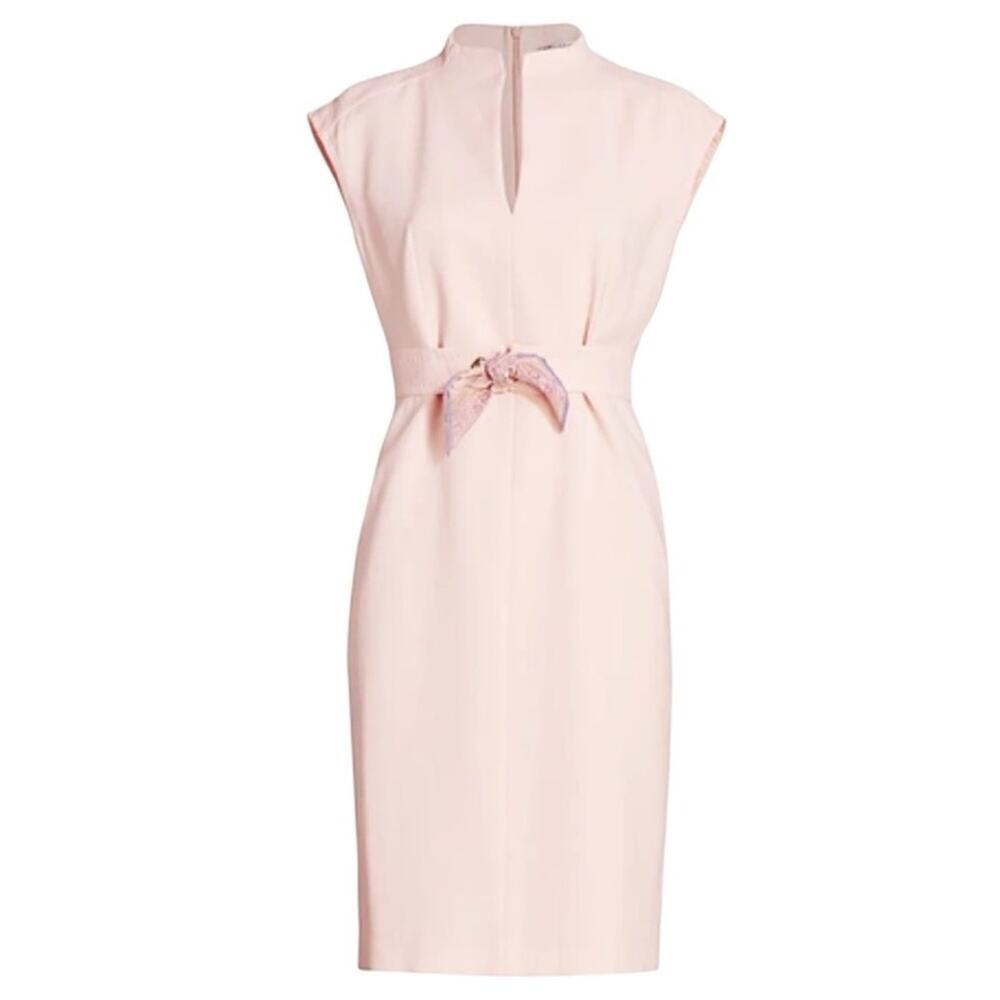 MaxMara NWT Max Mara Delfina Scarf Tie Sheath Dress In Pink Women’s Size 8 NWT